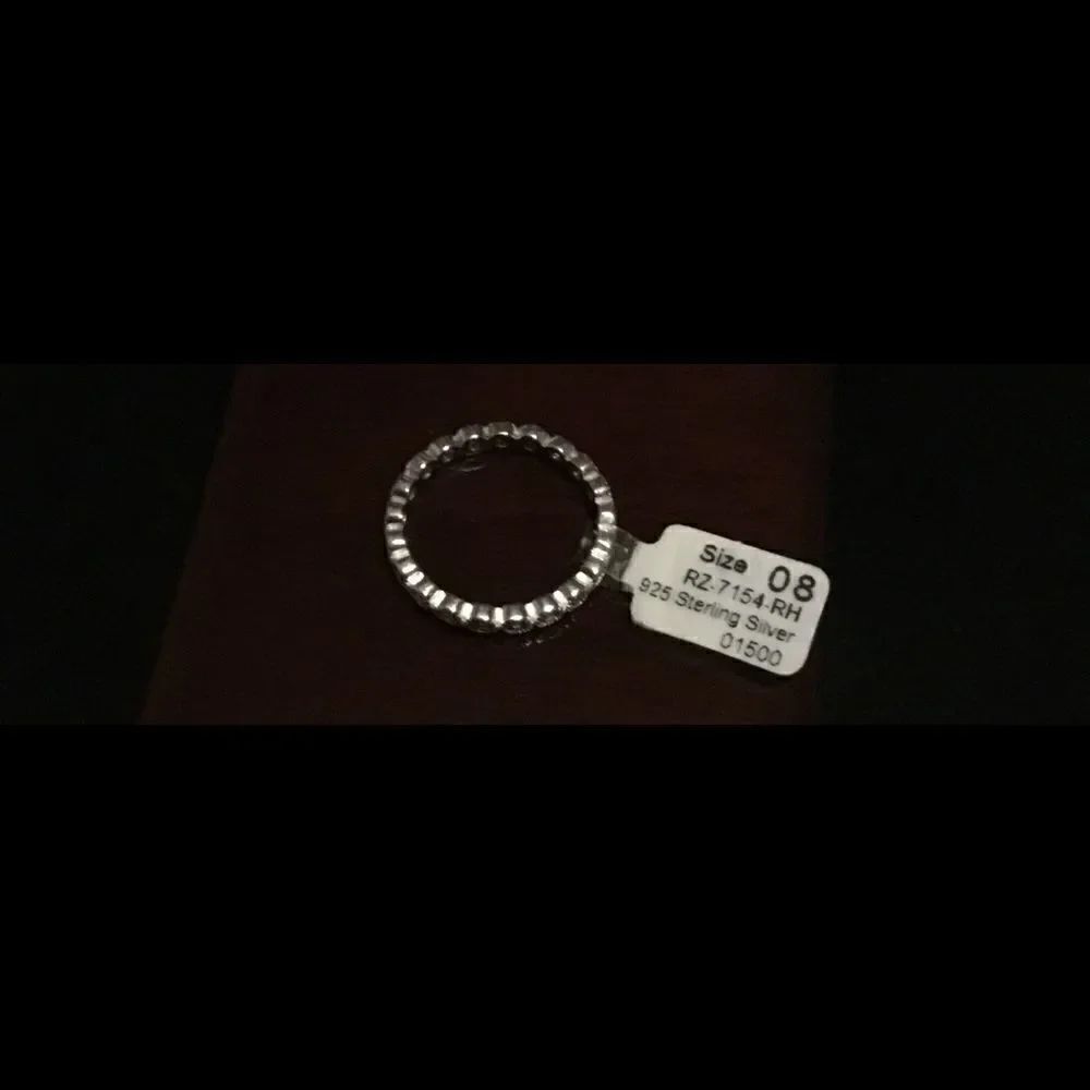 Milgrain Dots Simulated Diamond Eternity Band Ring - Picture 3 of 3
